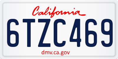 CA license plate 6TZC469