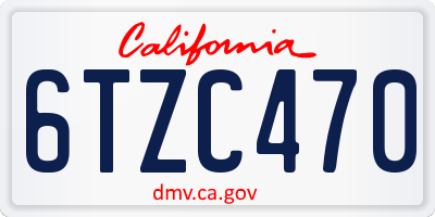 CA license plate 6TZC470