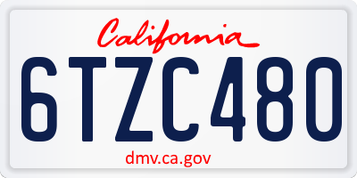 CA license plate 6TZC480