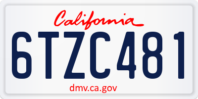 CA license plate 6TZC481