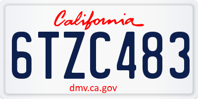 CA license plate 6TZC483