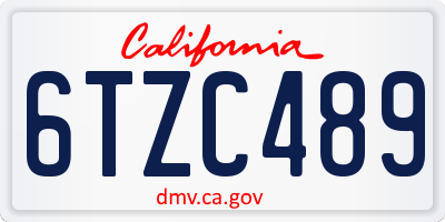 CA license plate 6TZC489