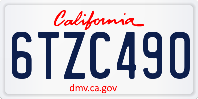 CA license plate 6TZC490