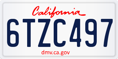 CA license plate 6TZC497