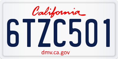 CA license plate 6TZC501