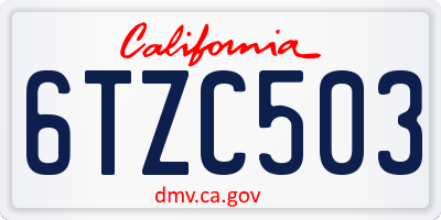 CA license plate 6TZC503