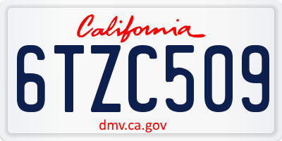 CA license plate 6TZC509