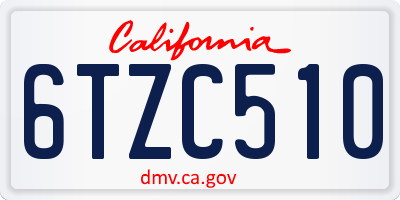 CA license plate 6TZC510