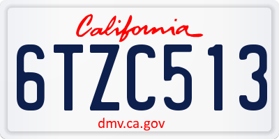 CA license plate 6TZC513
