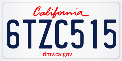 CA license plate 6TZC515