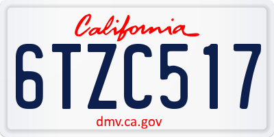 CA license plate 6TZC517