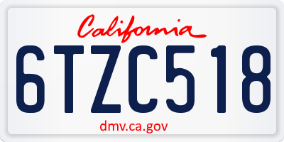 CA license plate 6TZC518