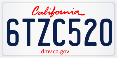 CA license plate 6TZC520