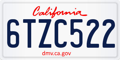 CA license plate 6TZC522