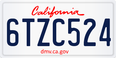 CA license plate 6TZC524
