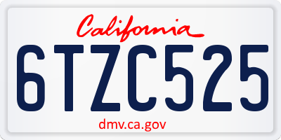 CA license plate 6TZC525