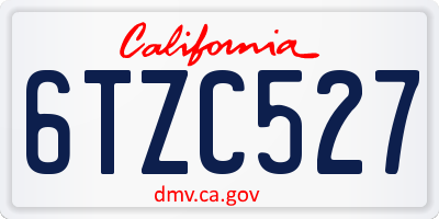 CA license plate 6TZC527