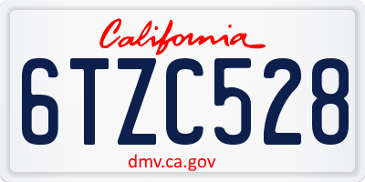 CA license plate 6TZC528