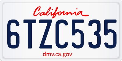 CA license plate 6TZC535