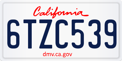 CA license plate 6TZC539