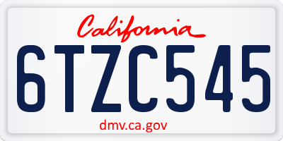CA license plate 6TZC545
