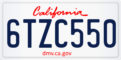 CA license plate 6TZC550