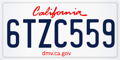 CA license plate 6TZC559