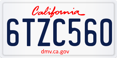 CA license plate 6TZC560