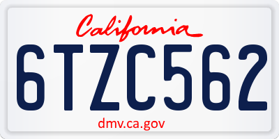 CA license plate 6TZC562