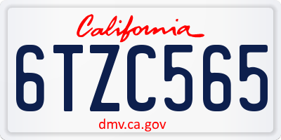 CA license plate 6TZC565
