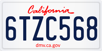 CA license plate 6TZC568