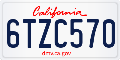 CA license plate 6TZC570