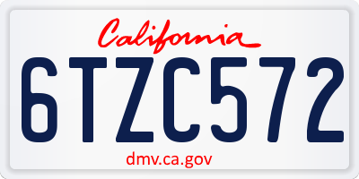 CA license plate 6TZC572