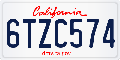 CA license plate 6TZC574