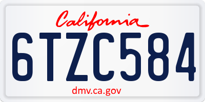 CA license plate 6TZC584