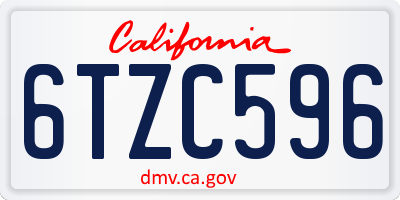 CA license plate 6TZC596