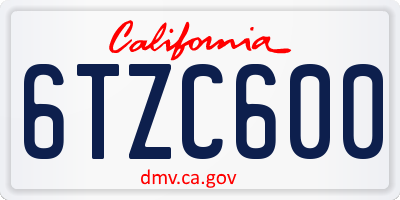 CA license plate 6TZC600