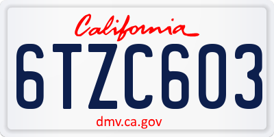 CA license plate 6TZC603