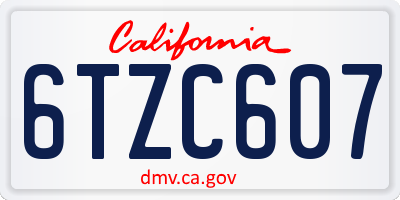 CA license plate 6TZC607