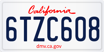 CA license plate 6TZC608