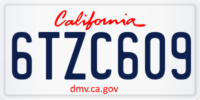 CA license plate 6TZC609