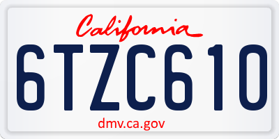 CA license plate 6TZC610
