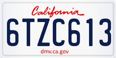 CA license plate 6TZC613