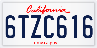 CA license plate 6TZC616