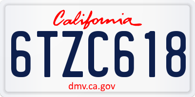 CA license plate 6TZC618