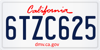 CA license plate 6TZC625