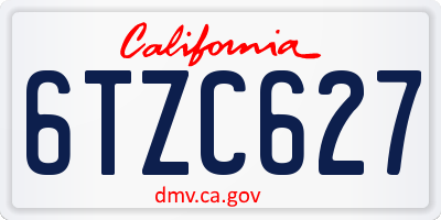 CA license plate 6TZC627