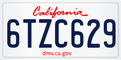 CA license plate 6TZC629