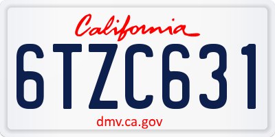 CA license plate 6TZC631