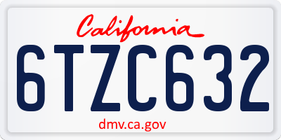 CA license plate 6TZC632